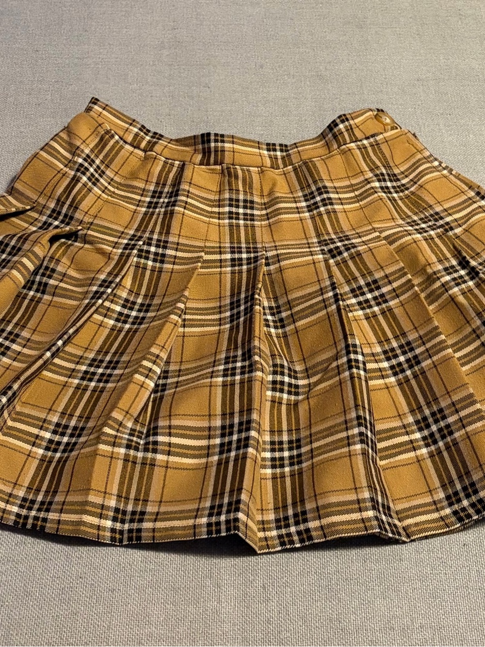 wild fable Yellow Plaid Pleated Mini Skirt